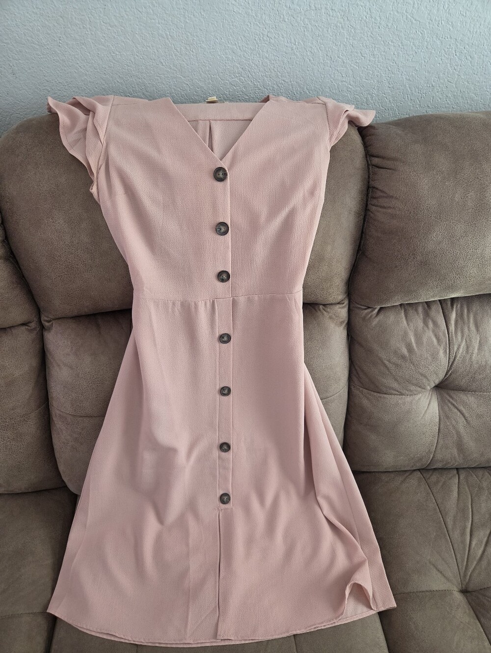 Monteau Blush Pink Button-Front Midi Skirt with Tie